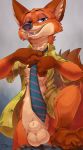  animal_genitalia anthro balls canine clothed clothing disney fox fully_sheathed male mammal necktie nick_wilde open_shirt sheath solo teaselbone zootopia 