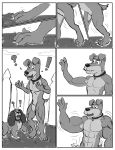  abs anthro anthrofied biceps big_muscles canine caseyljones cocker_spaniel collar comic disney dog duo feral feral_to_anthro growth lady_(latt) lady_and_the_tramp male mammal muscle_growth muscular muscular_male spaniel tramp transformation 