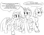  2015 5:4 dialogue english_text equine feathered_wings feathers female feral friendship_is_magic group horn male mammal monochrome my_little_pony princess_cadance_(mlp) shining_armor_(mlp) silfoe text twilight_sparkle_(mlp) unicorn winged_unicorn wings 