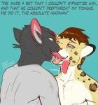  drooling extreme_french_kiss feline french_kissing hypnosis kissing leopard licking long_tongue male male/male mammal mind_control saliva skully skullysilverwolf smile spiral_eyes tagme tongue tongue_out 