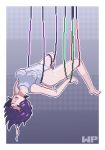  1girl kusanagi_motoko pixel_art purple_hair torn_clothes wannabepixels 