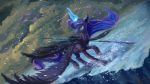  16:9 2018 blue_feathers blue_hair cloak clothing cutie_mark digital_media_(artwork) digital_painting_(artwork) equine eyelashes eyeshadow feathered_wings feathers female feral friendship_is_magic glowing_horn hair hi_res holding_object holding_weapon hooves horn ice levitation long_hair magic makeup mammal mascara melee_weapon mostly_nude my_little_pony outside plainoasis polearm portrait princess_luna_(mlp) smile snow snowing solo spear spread_wings standing teal_eyes wallpaper weapon winged_unicorn wings 