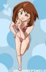  boku_no_hero_academia one_eye_closed pixel_art swimsuit uraraka_ochako wannabepixels 