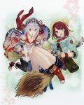  absurdres atelier_(series) atelier_shallie atelier_sophie bag bare_shoulders blush breasts broom brown_eyes brown_hair cosplay green_eyes hair_ornament highres huge_filesize jewelry long_hair looking_at_viewer multiple_girls necklace noco_(adamas) official_art open_mouth plachta potion scan shallistera_(atelier) shallistera_(atelier)_(cosplay) shallotte_elminus shallotte_elminus_(cosplay) short_hair silver_hair smile sophie_neuenmuller staff tail thighhighs yuugen 