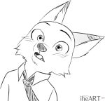  absurd_res anthro black_and_white canine disney edit fox hi_res iheart7968 male mammal monochrome necktie nick_wilde simple_background white_background zootopia 