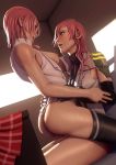  absurdres areolae arms_around_waist ass bad_id bad_pixiv_id bed black_legwear blush bottomless breasts breasts_outside final_fantasy final_fantasy_xiii fingerless_gloves futa_with_female futanari gloves highres incest john_doe lightning_farron looking_at_another medium_breasts medium_hair multiple_girls nipples open_mouth penis pink_hair serah_farron siblings side_ponytail sisters skirt skirt_removed sleeveless sweat thighhighs window 