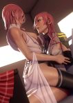 absurdres areolae arms_around_waist ass bad_id bad_pixiv_id bed black_legwear blush breasts breasts_outside commentary final_fantasy final_fantasy_xiii fingerless_gloves futa_with_female futanari gloves highres incest john_doe lightning_farron looking_at_another medium_breasts medium_hair multiple_girls nipples open_mouth penis pink_hair serah_farron siblings side_ponytail sisters skirt skirt_removed sleeveless sweat thighhighs vest_removed window 