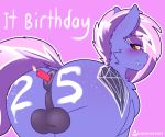  2018 anal anal_penetration anus balls berry_frost blush butt candle cutie_mark digital_media_(artwork) dock earth_pony english_text equine fan_character feral fire freckles fur hair horse male male_penetrated mammal multicolored_hair my_little_pony penetration pony simple_background solo text whisperfoot 