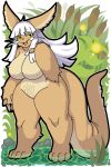  aged_up anthro big_breasts breasts brown_fur cattail_(plant) crotch_tuft featureless_breasts female fur hair hollow_(species) horizontal_pupils hypnofood lagomorph made_in_abyss mammal nanachi nude open_mouth outside rabbit smile solo thick_thighs whiskers white_hair wide_hips yellow_eyes 