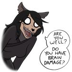  2018 alpha_channel anthro black_hair breasts canine clothed clothing digital_media_(artwork) english_text female hair kea_(artist) looking_at_viewer mammal meme monster open_mouth scott_pilgrim_vs_the_world scp-1471 scp_foundation simple_background skull solo speech_bubble teeth text transparent_background 