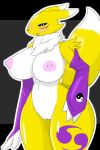  anthro armwear big_breasts blep blush breasts canine clothing digimon female hi_res looking_at_viewer mammal mostly_nude nipples pussy renamon simple_background solo tongue tongue_out tonytoran 