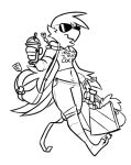 2018 amputee anthro avian clothed clothing digital_media_(artwork) eyewear female fully_clothed harley_(pixylbyte) monochrome pixylbyte solo stealing sunglasses 