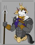  2017 abs albino albrecht anthro archonvarros badge biceps canine digital_media_(artwork) egyptian male mammal melee_weapon menacing muscular timberwolf weapon wolf 