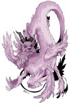 black_eyes black_horn black_nose claws digimon fur horn long_body long_tail magnadramon multi_wing odenzzi pink_claws pink_fur solo wings 