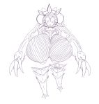  3_fingers big_breasts blush breasts cosmoem eyes_closed female floating_arms floating_feet floating_hands huge_breasts hyper hyper_breasts monochrome nintendo open_mouth pok&eacute;mon pok&eacute;mon_(species) pussy simple_background solo thetransformtentacle video_games white_background 