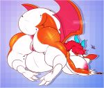  2018 anthro anus big_breasts big_butt breasts butt digital_media_(artwork) dragon female hair_over_eyes huge_breasts nipple_piercing nipples overweight overweight_female piercing poppy_(justkindofhere) pussy rear_view solo thick_thighs vivyx 