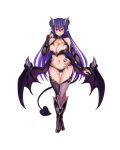  absurdres ass_visible_through_thighs bare_shoulders bat_wings blonde_hair blush boots breasts cleavage commentary_request demon_girl demon_tail detached_sleeves elbow_gloves gloves highres horns large_breasts long_hair navel original pointy_ears red_eyes sogegin solo succubus tail tattoo thighhighs very_long_hair wings 