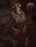  2018 4_fingers anthro avian bird brown_feathers clothed clothing detailed_background digital_media_(artwork) feathers female owl raventenebris red_eyes solo 