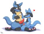  &lt;3 2018 animal_genitalia animal_penis anthro balls blue_balls blue_fur butt canine canine_penis cewljoke duo erection fur knot lucario male male/male mammal nintendo open_mouth pawpads penis penis_size_difference pok&eacute;mon pok&eacute;mon_(species) precum riolu signature size_difference video_games 