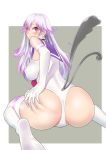  1girl artist_request ass ass_grab bare_shoulders blush breasts cameltoe character_request come_hither deep_skin elbow_gloves from_behind gloves heart-shaped_pupils huge_ass large_breasts leotard long_hair looking_at_viewer looking_back multicolored_hair multiple_tails purple_eyes purple_hair sailor_collar shiny shiny_hair shiny_skin sideboob silver_hair smile solo tail thighhighs thong_leotard very_long_hair virtual_youtuber 