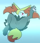  anthro anus blue-rum blush braixen butt canine fangs female fur inner_ear_fluff mammal nintendo pawpads paws pok&eacute;mon pok&eacute;mon_(species) pussy solo spread_legs spreading video_games 