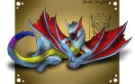  2018 capcom digital_media_(artwork) dragon drerika female feral fur furred_dragon monster_hunter nargacuga pussy scalie video_games watermark wings wyvern 