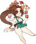  &lt;3 &lt;3_eyes 2018 alpha_channel apron bow brown_hair canine clothing collar dog female food grin hair hensa juggling lexie mammal open_mouth ponytail simple_background smile solo transparent_background 