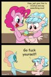  2018 ambiguous_gender blue_eyes changeling cozy_glow_(mlp) cupcake dialogue english_text equine female feral food friendship_is_magic horse mammal my_little_pony ocellus_(mlp) pegasus pinkie_pie_(mlp) pony strebiskunk text wings 