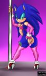  armwear blue_fur clothed clothing crossdressing dancing footwear fur girly gloves hedgehog high_heels legwear lipstick makeup male mammal money pole pole_dancing pranky shoes solo sonic_(series) sonic_the_hedgehog stripper thecon thigh_highs 