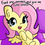  2018 blue_eyes cute dialogue dsp2003 edit english_text equine eyelashes feathered_wings feathers female feral fluttershy_(mlp) friendship_is_magic fur hair hi_res hooves inner_ear_fluff looking_at_viewer lying mammal my_little_pony nude on_back open_mouth open_smile pegasus pink_background pink_hair silly simple_background smile solo talking_to_viewer teeth text tjpones tongue wings yellow_feathers 
