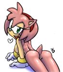  &lt;3 2011 amy_rose anus clothing female gloves green_eyes hedgehog is_(artist) looking_at_viewer looking_back mammal nude open_mouth pussy solo sonic_(series) 