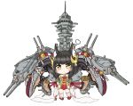 :t animal_ears azur_lane bailingxiao_jiu bangs bare_shoulders black_hair blush cannon chibi closed_mouth commentary_request dress eyebrows_visible_through_hair hair_ornament kneehighs long_hair long_sleeves machinery nagato_(azur_lane) pout red_dress red_footwear rope shide shimenawa simple_background sleeves_past_fingers sleeves_past_wrists solo standing strapless strapless_dress turret white_background white_legwear wide_sleeves yellow_eyes 