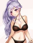  :o artist_name black_bra black_panties blush bra breasts chocojax cleavage collarbone earrings fire_emblem fire_emblem:_seisen_no_keifu fire_emblem_heroes head_tilt ishtar_(fire_emblem) jewelry lace lace-trimmed_bra lace-trimmed_panties large_breasts lavender_hair long_hair looking_at_viewer midriff navel panties ponytail purple_eyes solo tears underwear 