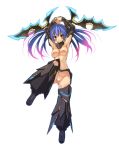  :o armpits blue_hair blush boots breasts brown_eyes censored detached_sleeves full_body gorget gradient_hair hands_up heart heart_censor highres knee_boots knee_up looking_at_viewer medium_breasts multicolored_hair navel nipples oota_yuuichi parted_lips phantasy_star phantasy_star_online phantasy_star_online_2 pink_hair pussy quna_(pso2) solo standing standing_on_one_leg twintails wrist_blades zelsius 