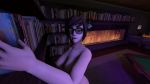  1girl 3d breasts ell10t fireplace glasses large_breasts mei nipples overwatch poster sfm solo tagme 