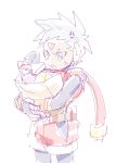  1boy android colored green_eyes grey_(rockman) model_a rockman rockman_zx rockman_zx_advent short_hair white_hair 