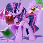  2018 4_fingers book cute cutie_mark dragon duo equine eyelashes feathered_wings feathers female feral floating friendship_is_magic fur glowing_horn green_eyes grin hair heddopen hi_res holding_object hooves horn ink inner_ear_fluff levitation loose_feather magic male mammal multicolored_hair my_little_pony nude purple_eyes purple_feathers quill raised_leg scalie shadow slit_pupils smile spike_(mlp) standing teeth twilight_sparkle_(mlp) winged_unicorn wings writing_(disambiguation) 