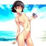  black_hair breasts looking_at_viewer mask niijima_makoto nike_(0306) nipples nude persona persona_5 pussy red_eyes short_hair small_breasts smile solo uncensored 