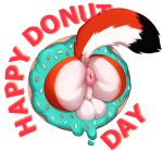  absurd_res anus balls big_balls canine doughnut dox_drakes feline food fox hi_res male mammal solo spazzyhusky sprinkles 