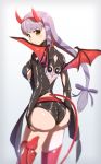  1girl alternate_costume artist_request ass ass_support blush braid breasts brown_eyes clair_lasbard demon_girl demon_horns demon_tail demon_wings embarrassed fingerless_gloves gloves hair_ribbon horns huge_ass large_breasts long_hair long_sleeves looking_at_viewer ribbon shiny shiny_clothes shiny_hair shiny_skin short_shorts shorts sideboob silver_hair single_braid solo star_ocean star_ocean_anamnesis star_ocean_till_the_end_of_time tail thighhighs very_long_hair wings 