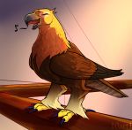  10art1 addison_(frisky_ferals) avian beak bird brown_feathers chirping claws eagle feathers female feral golden_eagle inside scales solo talons wings yellow_scales 