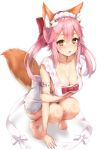  animal_ear_fluff animal_ears apron arm_garter arm_support bare_legs barefoot blush bow breasts cat_hair_ornament cleavage commentary_request cosplay fate/extra fate/grand_order fate_(series) fox_ears fox_tail full_body hair_between_eyes hair_bow hair_ornament highres large_breasts long_hair looking_at_viewer maid_headdress naked_apron open_mouth pink_hair red_bow reinama simple_background solo squatting tail tamamo_(fate)_(all) tamamo_cat_(fate) tamamo_cat_(fate)_(cosplay) tamamo_no_mae_(fate) toenails white_background yellow_eyes 