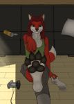  anthro canine clothed clothing digitigrade feet female first_person_view foot_focus fox gamer hi_res legwear mammal mistress paws smelly socks soles solo sweat wayfarer 