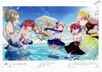  absurdres atelier_(series) atelier_lydie_&amp;_suelle bare_shoulders belt blonde_hair blue_eyes blush book breasts brown_hair drink firis_mistlud game_cg gloves green_eyes hair_ornament hairband highres long_hair lucia_borthayre lydie_marlen mireille_ferrie_adalett multiple_girls noco_(adamas) official_art one_eye_closed open_mouth pink_eyes pink_hair red_eyes red_hair scan siblings side_ponytail sisters small_breasts smile sophie_neuenmuller splashing suelle_marlen twintails umbrella water yuugen 