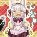  1boy 2girls artist_request bondrewd brown_eyes furry made_in_abyss maid multiple_girls nanachi_(made_in_abyss) open_mouth ozen rabbit white_hair 