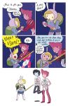  adventure_time blonde_hair cartoon_network clothing comic english_text fake_ears female fionna_the_human hair human humor male mammal marshal_lee_the_vampire_king melee_weapon night not_furry outside pink_hair star sword text unknown_artist weapon what 