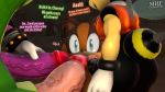  3d_(artwork) big_penis butt charmy_bee dialogue digital_media_(artwork) espio_the_chameleon fellatio female group male male/female moorsheadfalling oral penis sex sonic_(series) sonic_boom source_filmmaker sticks_the_jungle_badger text vector_the_crocodile 