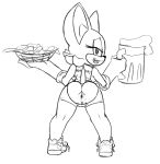  2017 alcohol anthro anus bat bedroom_eyes beer beer_mug beverage big_ears black_and_white breasts butt clothed clothing crop_top eyelashes fangs female food footwear garbledina gloves half-closed_eyes holding_drink holding_food holding_object hooters ineffective_clothing leaning leaning_forward looking_at_viewer looking_back mammal midriff monochrome open_mouth open_smile presenting presenting_anus presenting_hindquarters puffy_anus pussy rear_view rouge_the_bat seductive shirt shoes shorts smile solo sonic_(series) standing stubby_tail teeth thick_bottom_lip video_games 