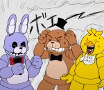  2018 ak_akikaze animatronic anthro avian bear bird bonnie_(fnaf) bow_tie chica_(fnaf) chicken digital_media_(artwork) five_nights_at_freddy&#039;s freddy_(fnaf) lagomorph machine mammal rabbit robot simple_background video_games 