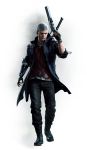  3d absurdres black_footwear black_pants blue_jacket blue_rose_(gun) boots capcom devil_breaker devil_may_cry devil_may_cry_5 facial_hair fingerless_gloves full_body gloves gun handgun highres jacket jewelry looking_at_viewer male_focus mechanical_arm necklace nero_(devil_may_cry) official_art open_clothes open_jacket pants prosthesis prosthetic_arm realistic red_queen_(sword) red_shirt revolver shirt short_hair silver_hair simple_background solo stubble sword weapon weapon_on_back white_background white_hair zipper 